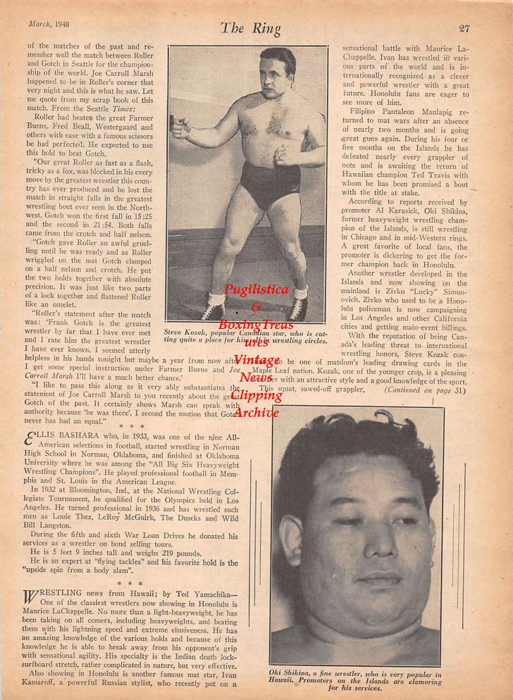 Boxing News Clipping #801 - One-Eyed Connolly, Steve Kozak, Oki Shikina