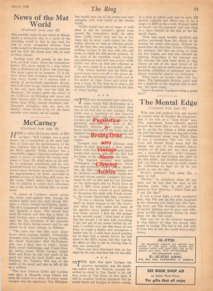 Boxing News Clipping #802 - Solly Cantor, Roy Taylor, Bert Linam, Bert Hornby
