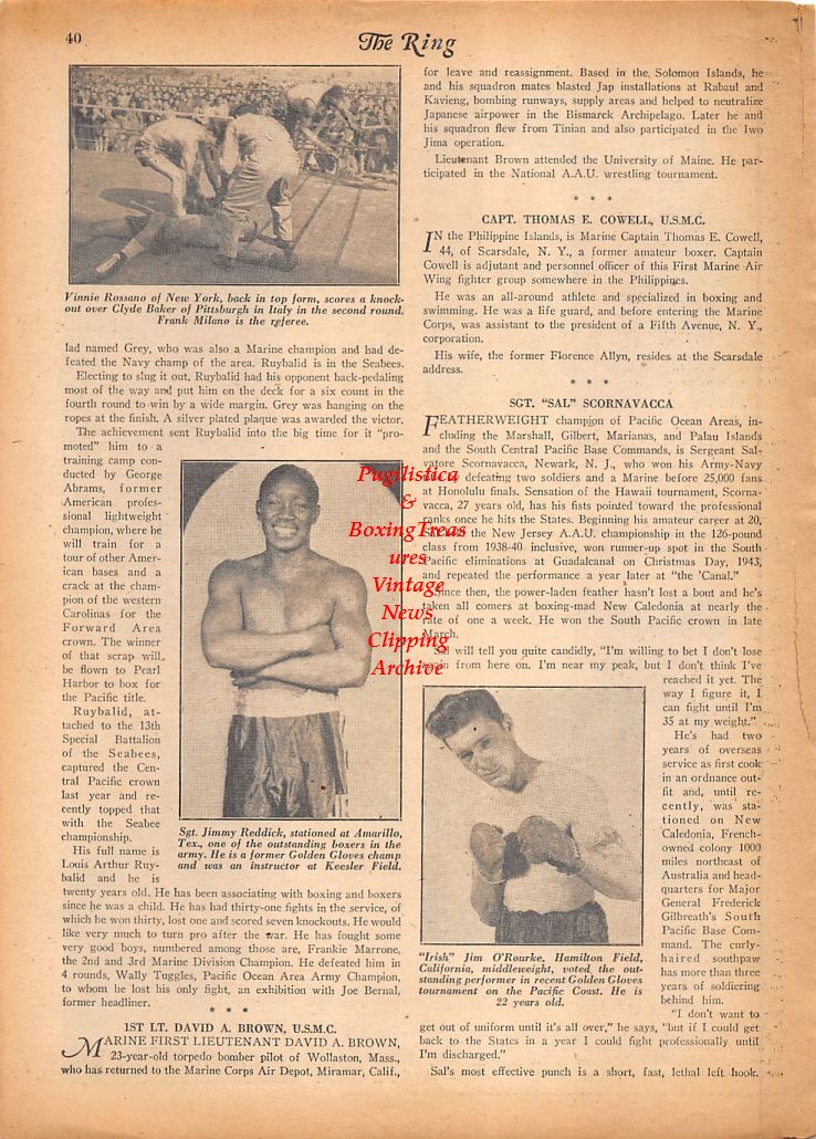 Boxing News Clipping #806 - Frank Zezima, Alphonse Toczko, Frank Berrios, Jack Markson, Walter Scott, Vinnie Rossano, Clyde Baker, Jimmy Reddick, Jim O'Rourke
