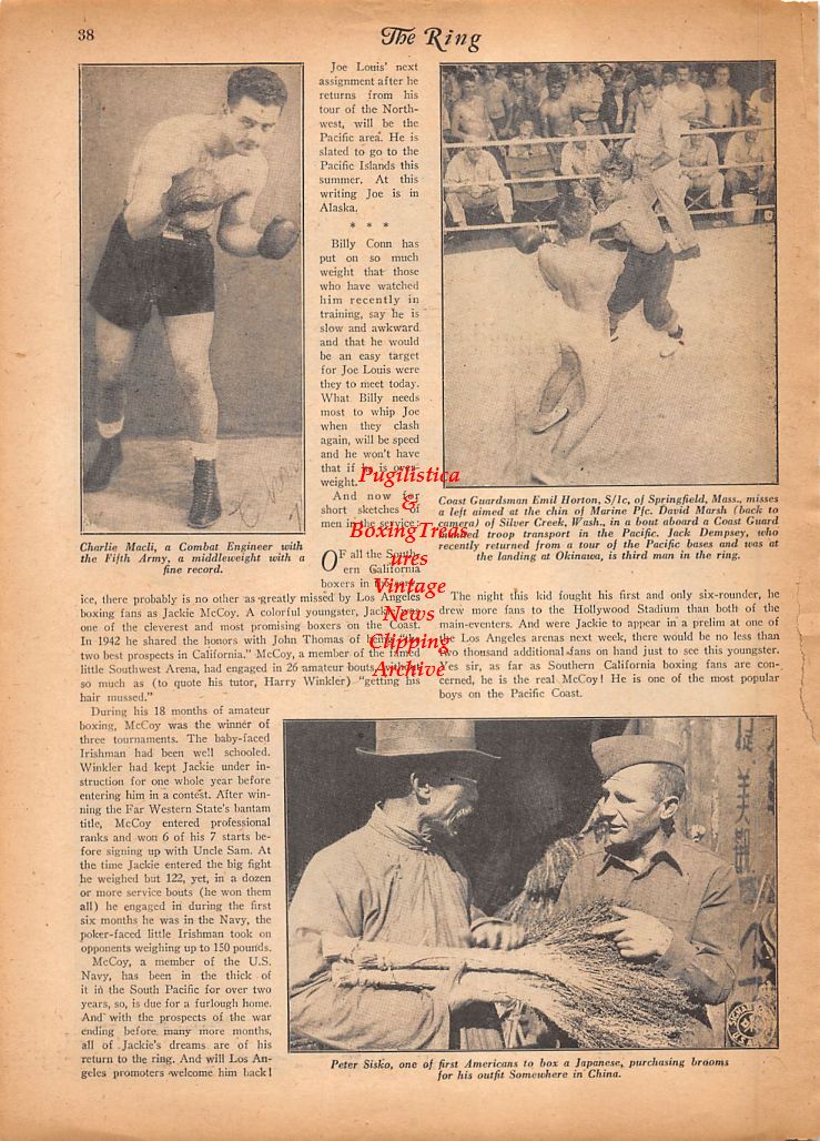 Boxing News Clipping #807 - David Brown, Thomas Cowell, Sal Scornavacca, Leo Matriciani, Murray Sellers, Peter Rogers, Charlie Macli, Emil Horton vs. David Marsh, Peter Sisko