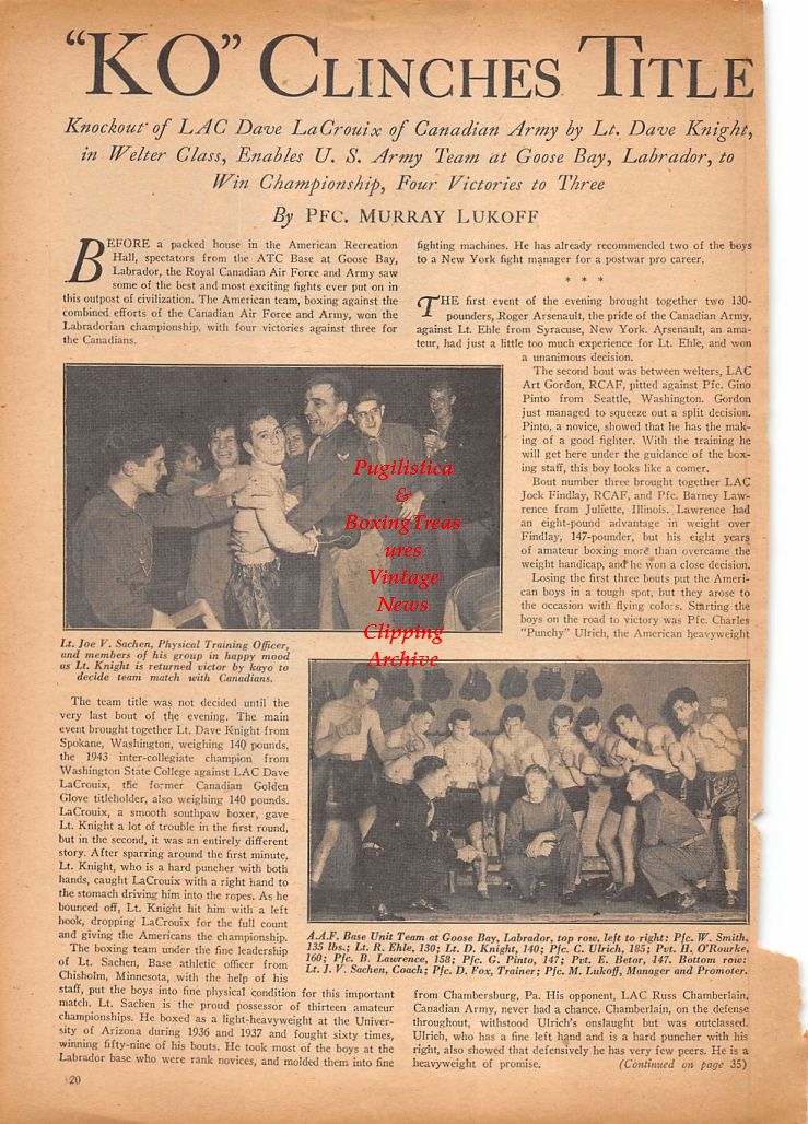 Boxing News Clipping #808 - Military Boxing in Goose Bay, Labrador and more
