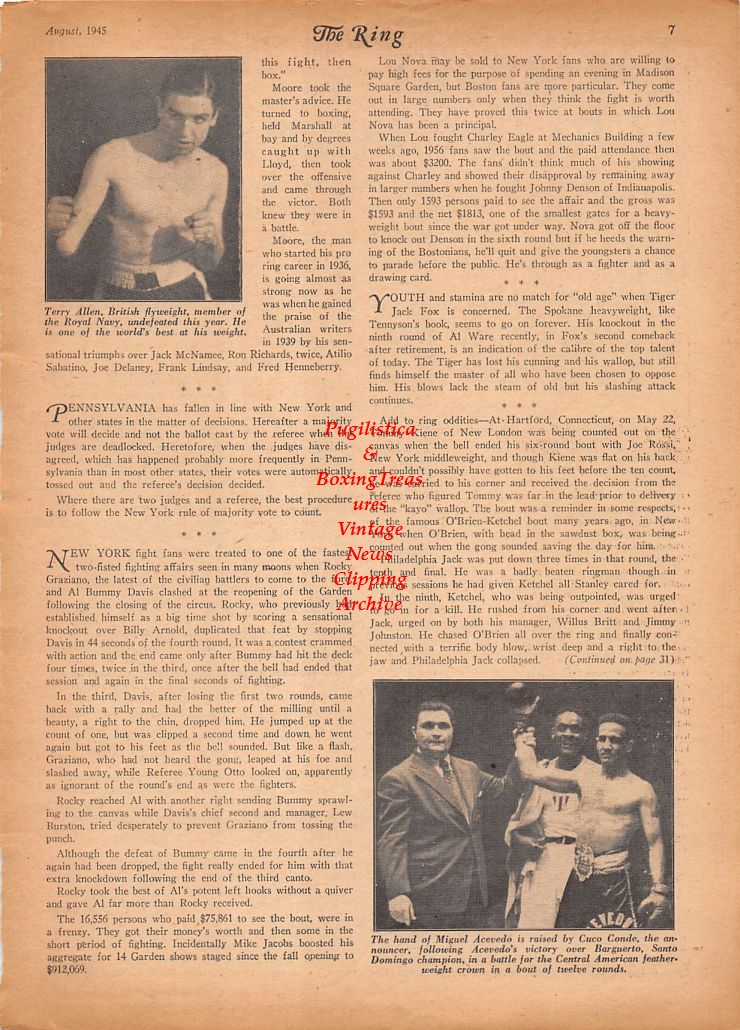 Boxing News Clipping #812 - Terry Allen, Miguel Acevedo, Cuco Conde