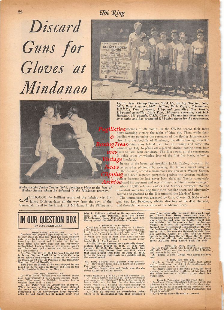 Boxing News Clipping #817 - WWII Military Boxing Teams
