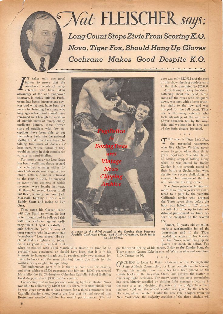 Boxing News Clipping #824 - Archie Moore, Rocky Graziano vs. Freddie Cochrane