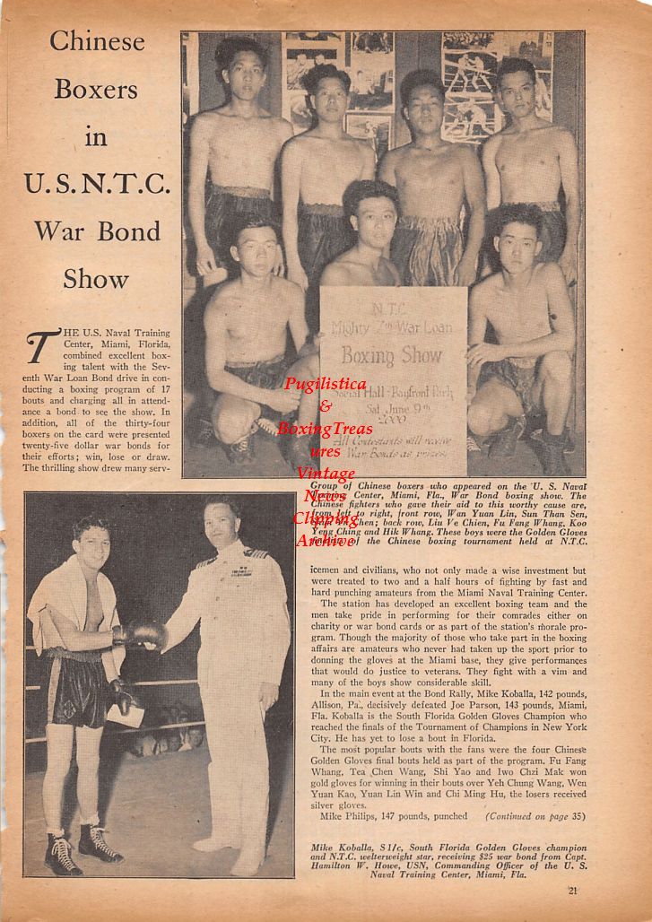 Boxing News Clipping #827 - WWII Boxing at Fort Still, Chinese Boxers in War Bond Show and more