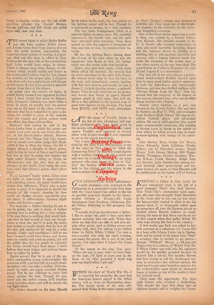 Boxing News Clipping #828 - Tippy Larkin vs. Willie Joyce