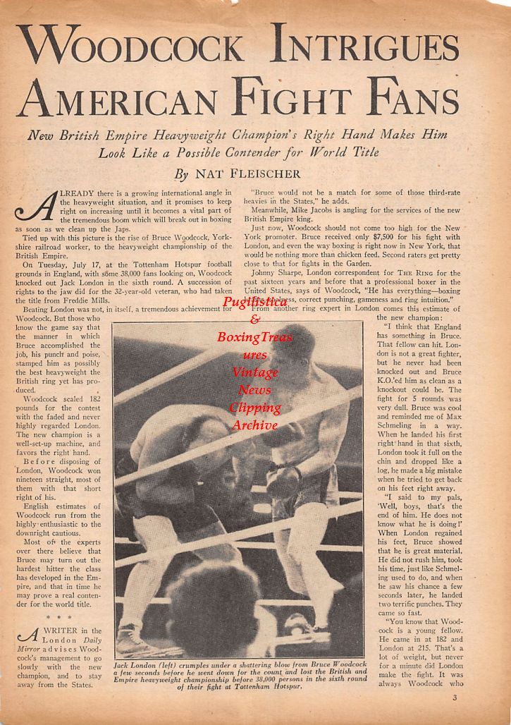 Boxing News Clipping #834 - Bruce Woodcock vs. Jack London