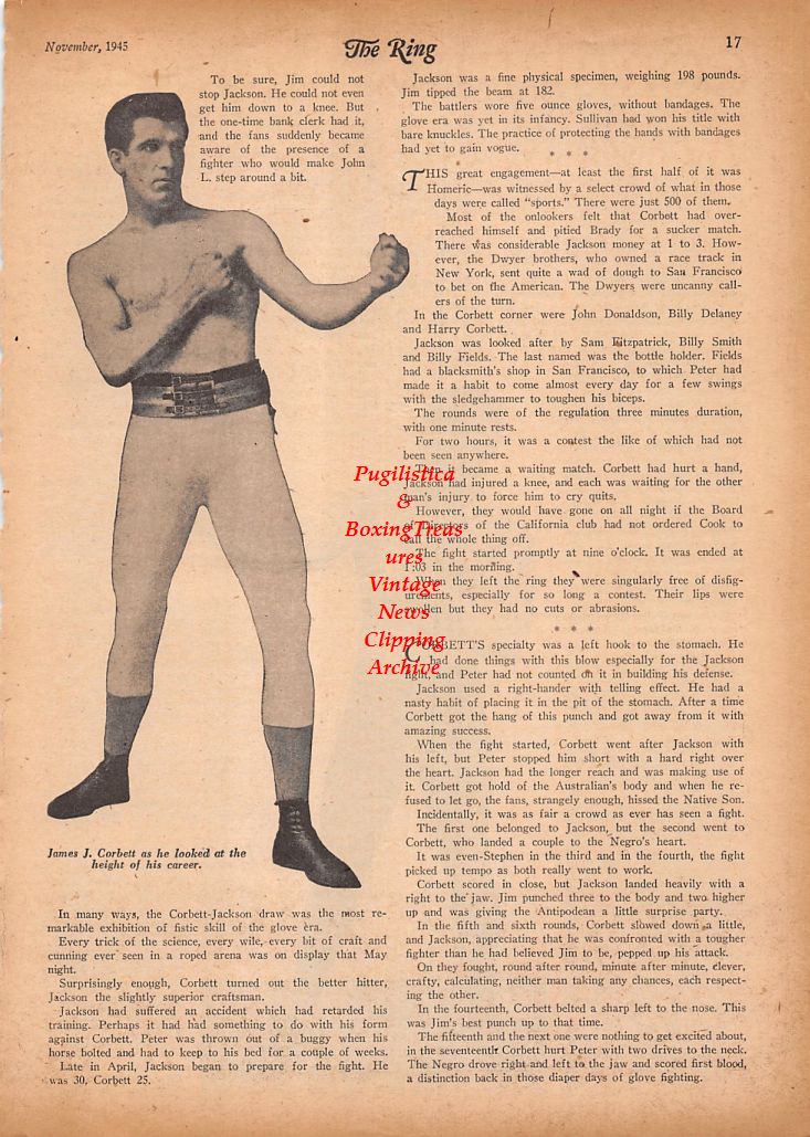 Boxing News Clipping #839 - James J. Corbett, Barbados Joe Walcott
