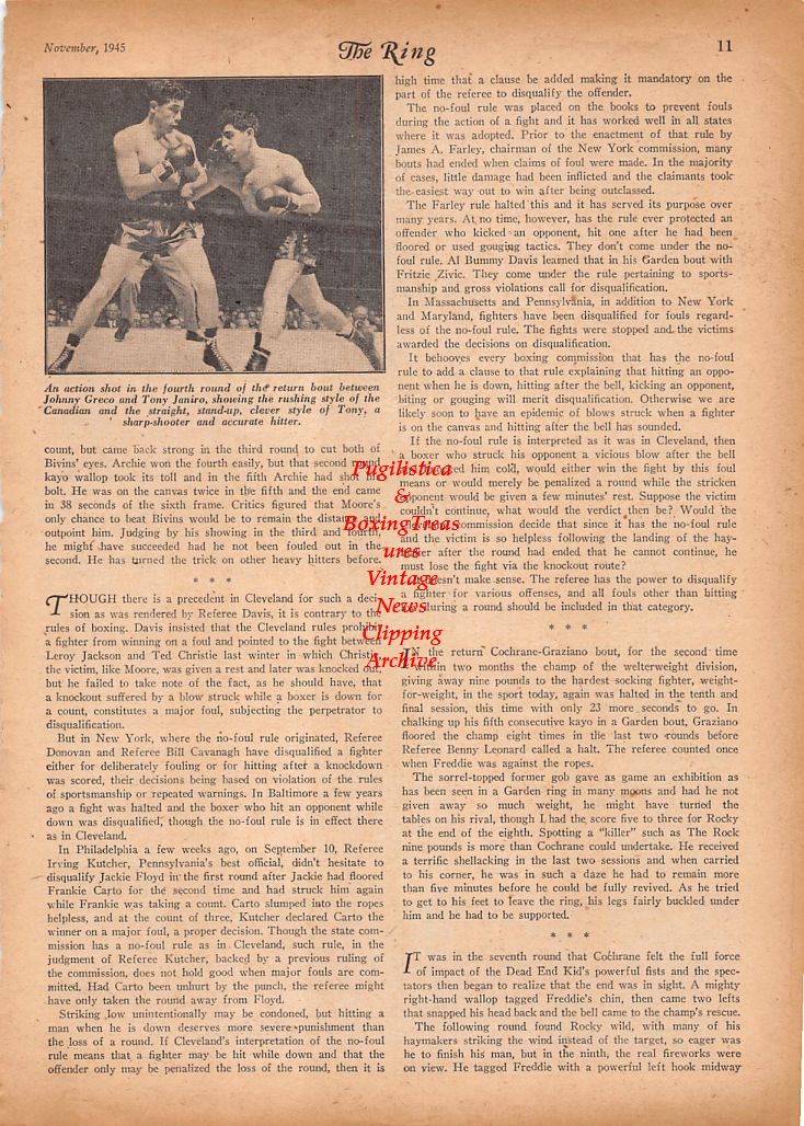 Boxing News Clipping #842 - Johnny Greco vs. Tony Janiro