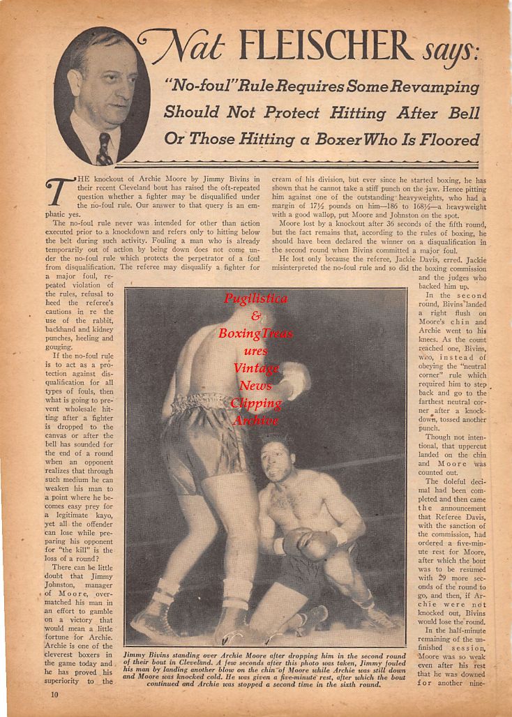 Boxing News Clipping #843 - Jose Basora vs. Jake LaMotta, Tony Janiro vs. Johnny Greco, Allie Stoltz vs. Wesley Mouson, Archie Moore vs. Jimmy Bivins