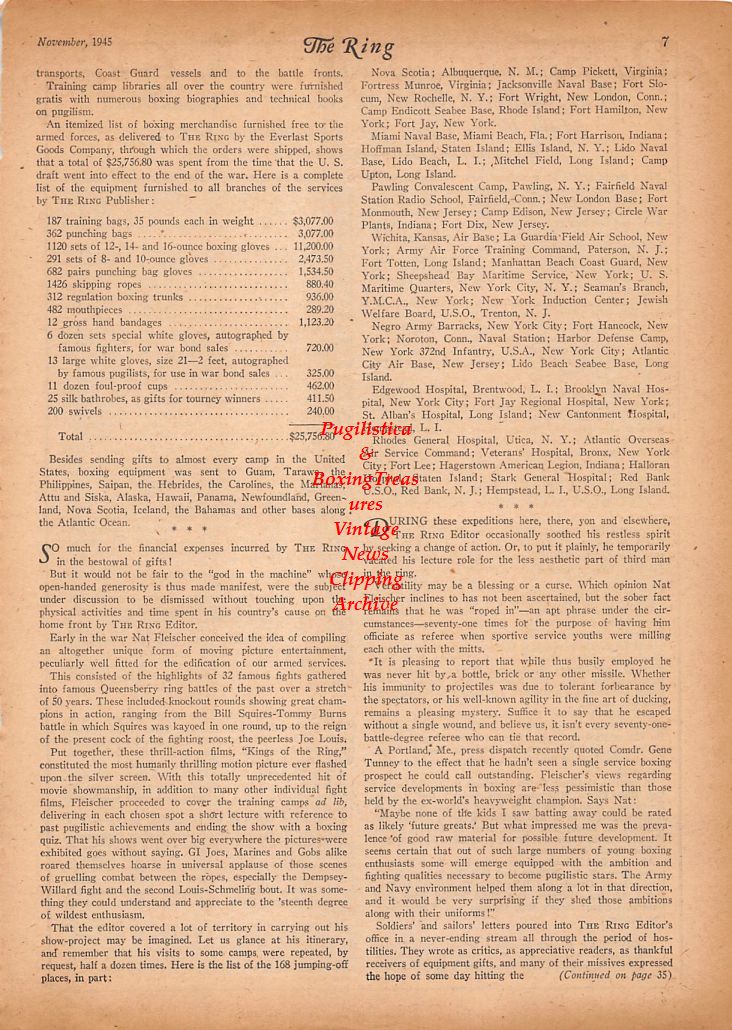 Boxing News Clipping #844 - WWII Boxing Casualties
