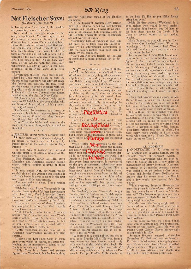 Boxing News Clipping #849 - Jersey Joe Walcott, Charley Fusari, Al LaBarba