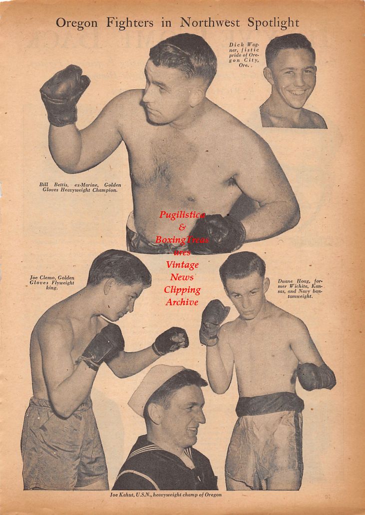Boxing News Clipping #850 - Gus Lesnevich, Johnny Colan, Ray Lunny, Patsy Giovanelli, Victor Grupico, Bill Bettis, Dick Wagner, Duane Hoag, Joe Kahut, Joe Clemo