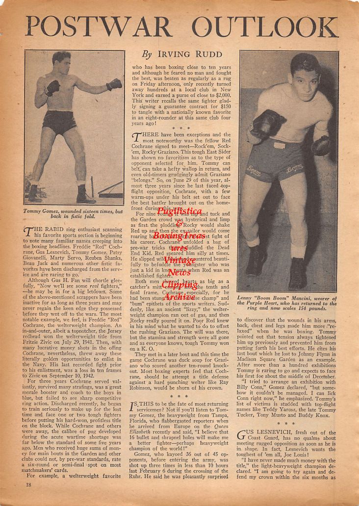 Boxing News Clipping #851 - Jake LaMotta vs. Georgie Kochan, Tommy Gomez, Lenny Mancini