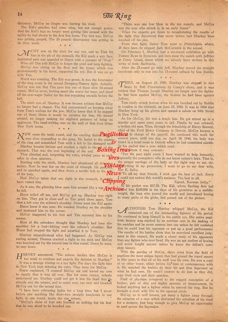 Boxing News Clipping #853 - Kid McCoy