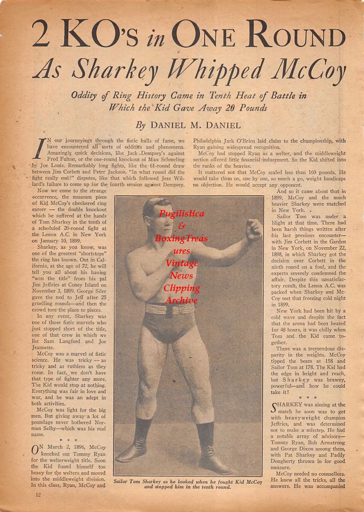 Boxing News Clipping #854 - Tom Sharkey, Rocky Graziano vs. Harold Green