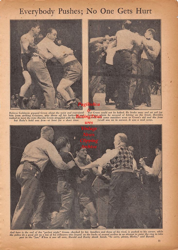 Boxing News Clipping #854 - Tom Sharkey, Rocky Graziano vs. Harold Green