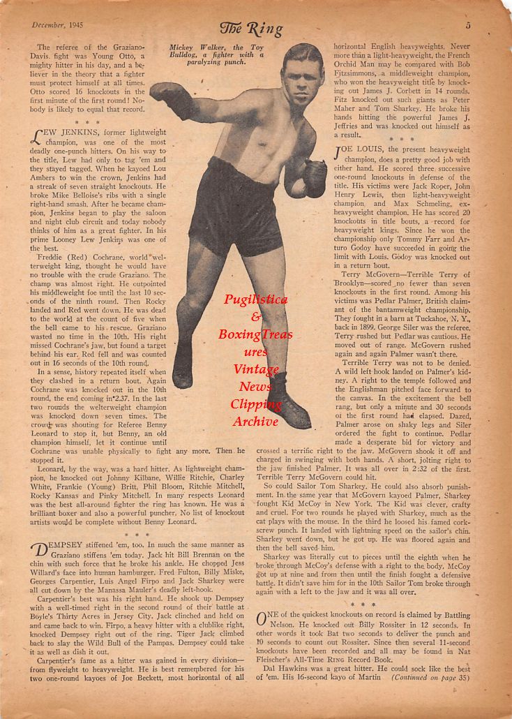 Boxing News Clipping #857 - Mickey Walker