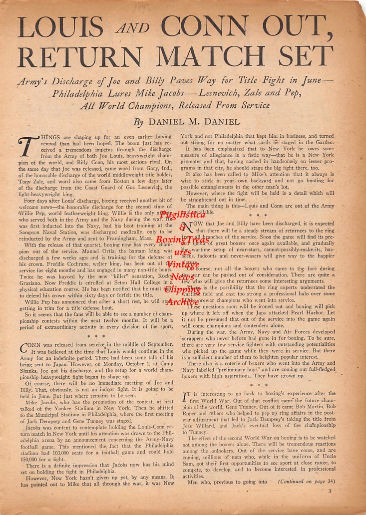 Boxing News Clipping #858 - Stanley Ketchel, Rocky Graziano