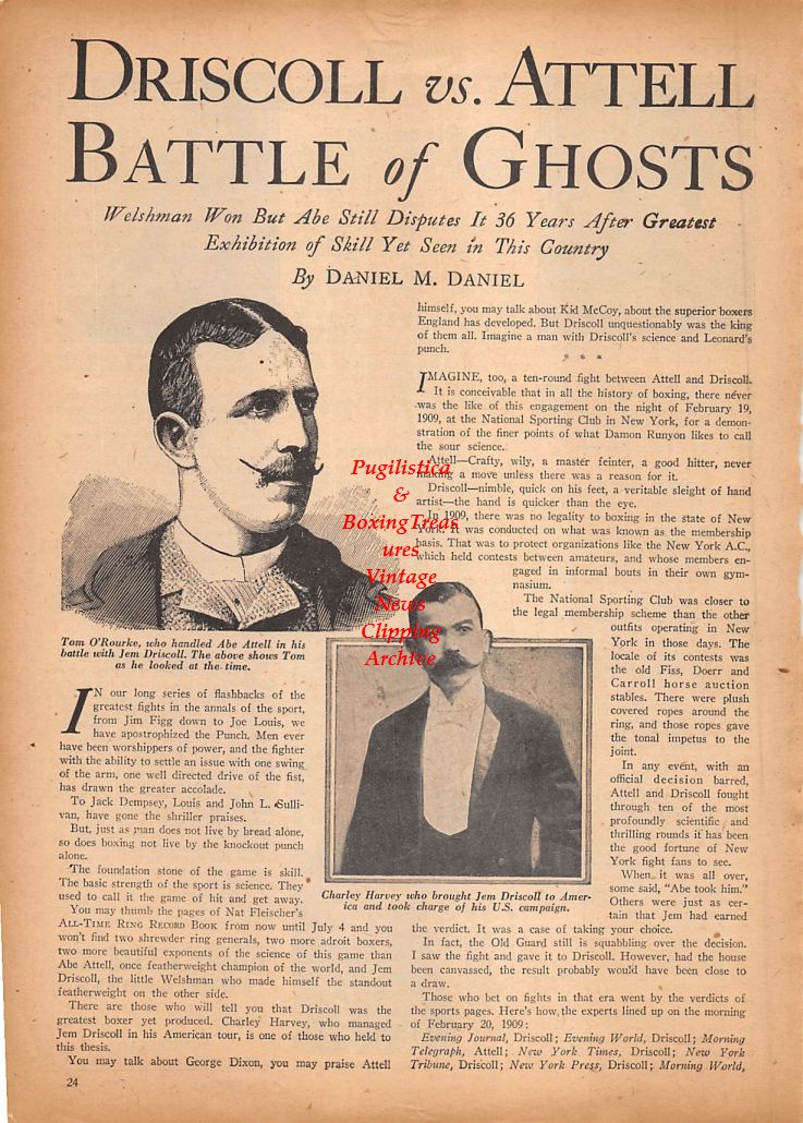 Boxing News Clipping #862 - Tom O'Rourke, Charley Harvey, Eddie Hudson, Tony Riccio, Archie Devino