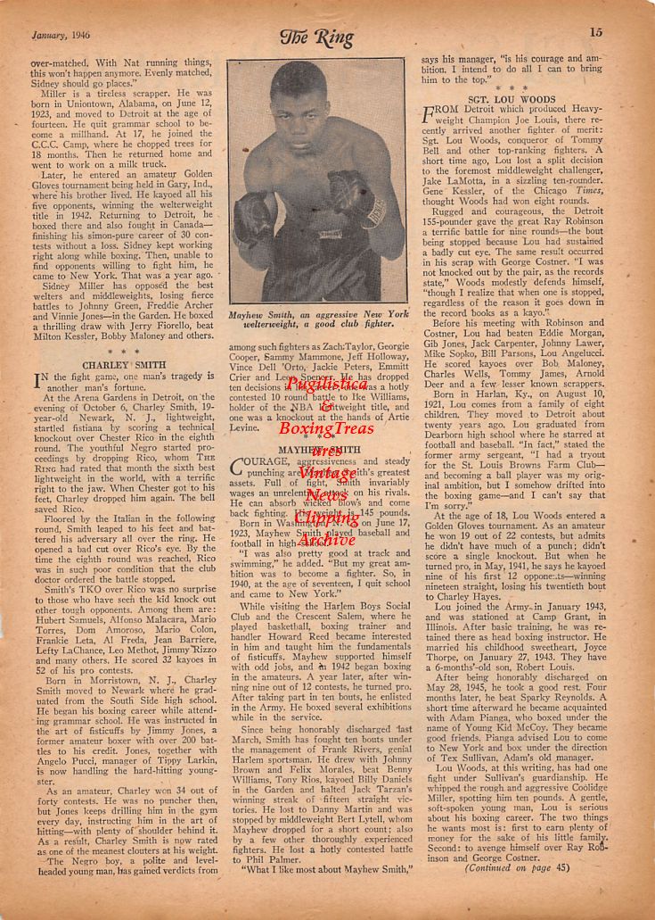 Boxing News Clipping #866 - Mayhew Smith, Butch Slater vs. Babe Sharkey, Lou Farino vs. Pedro Gomez