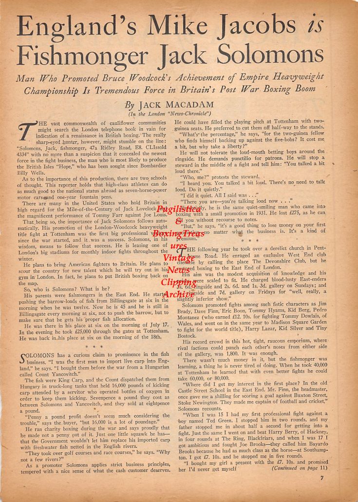 Boxing News Clipping #870 - Lou Stillman, Johnny Dundee, Stillman's Gym