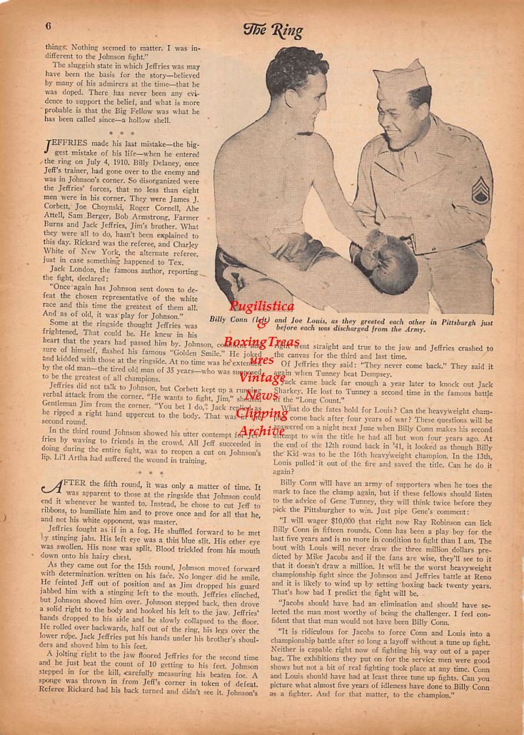 Boxing News Clipping #871 - Billy Conn and Joe Louis, Jack Dempsey