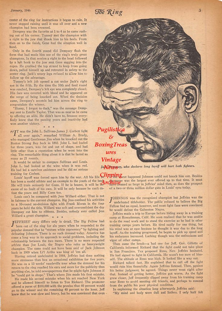 Boxing News Clipping #871 - Billy Conn and Joe Louis, Jack Dempsey