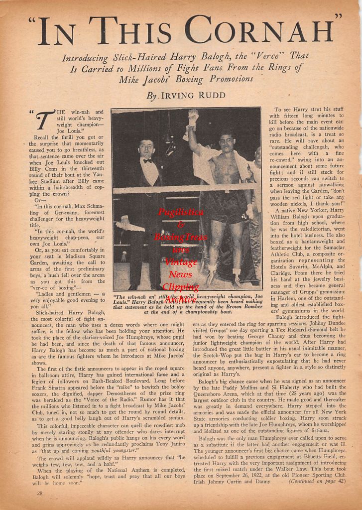 Boxing News Clipping #875 - Jock Leslie, Joey Carkido, Vincent LaSalva, Harry Balogh