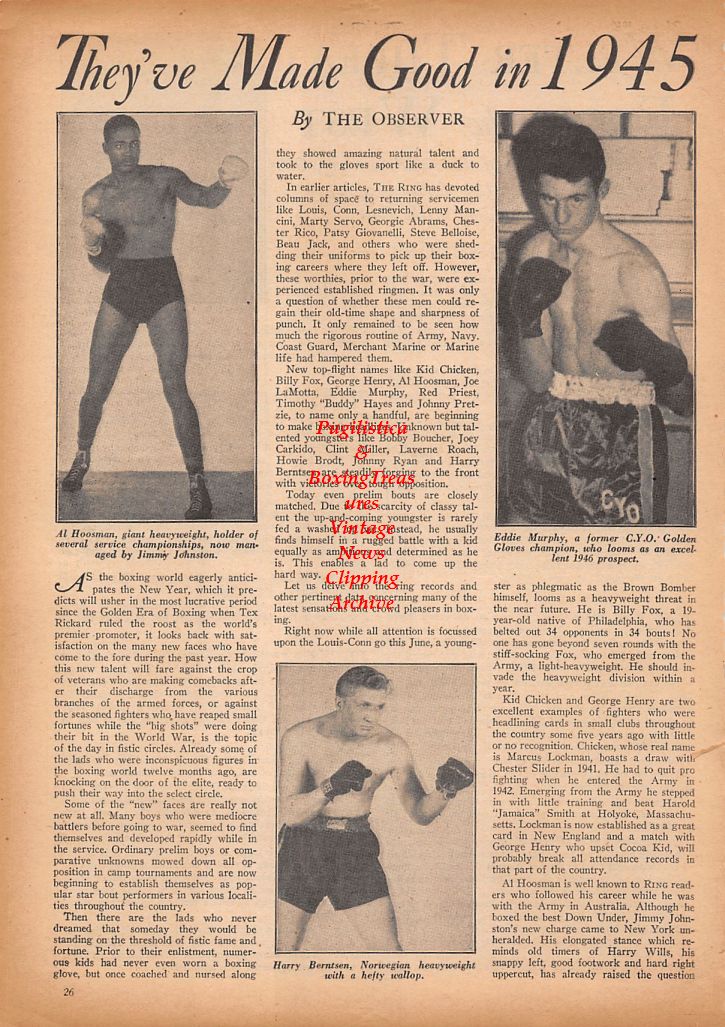 Boxing News Clipping #876 - Al Hoosman, Eddie Murphy, Harry Berntsen, Cecil Hudson