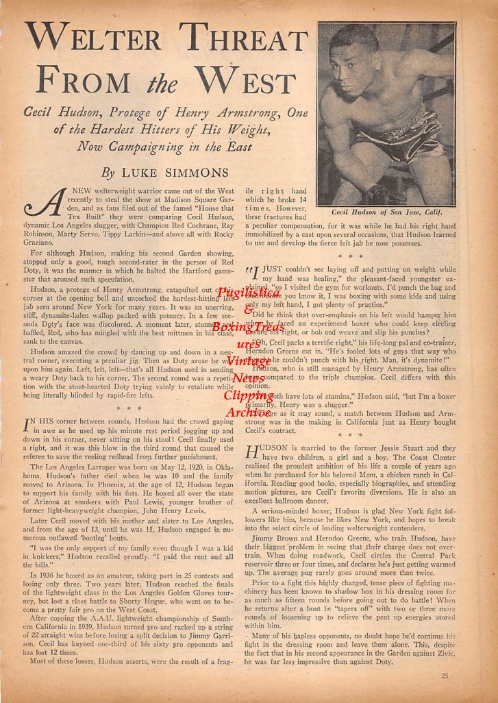 Boxing News Clipping #876 - Al Hoosman, Eddie Murphy, Harry Berntsen, Cecil Hudson