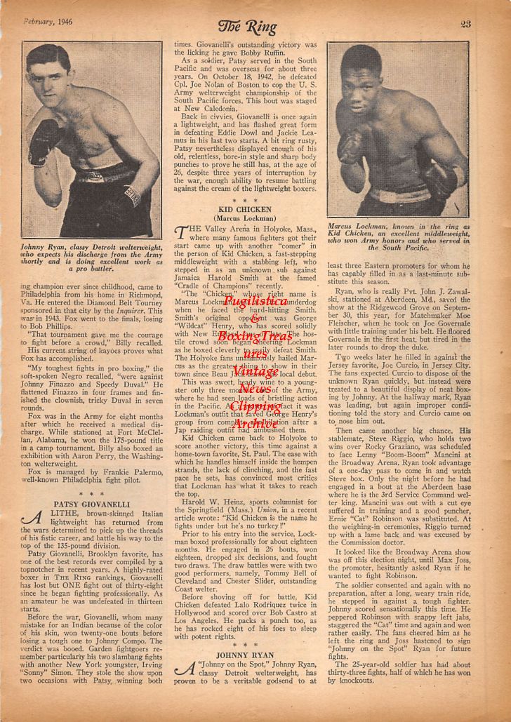 Boxing News Clipping #877 - Babe Edwards, Alfredo Chavez, Babe Huerta, Johnny Ryan, Marcus Lockman
