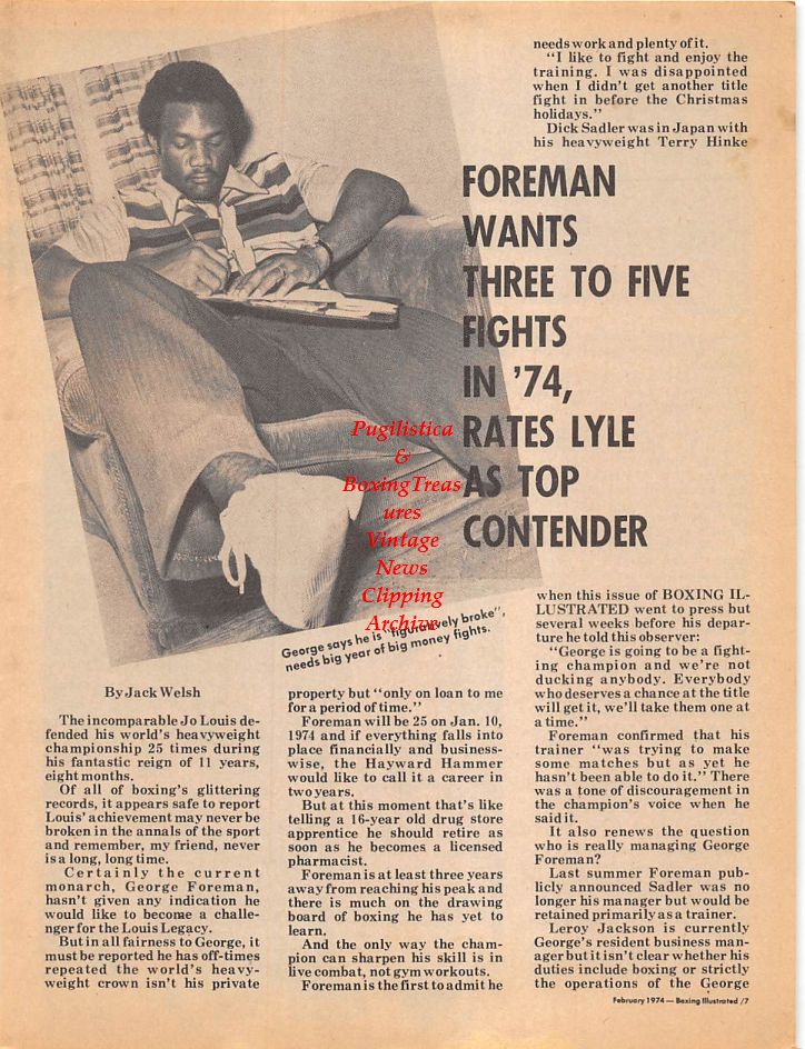 Boxing News Clipping #88 - George Foreman, Joe Frazier