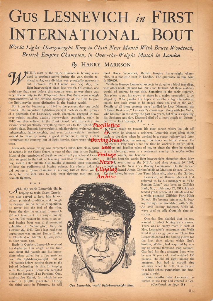 Boxing News Clipping #881 - Barbados Joe Walcott, Gus Lesnevich