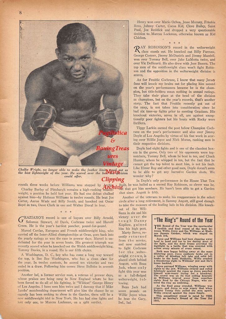Boxing News Clipping #884 - Chalky Wright, Jake LaMotta, Archie Moore