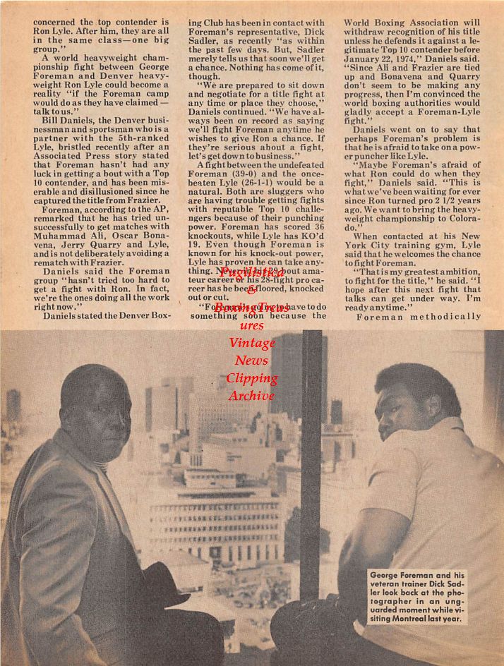 Boxing News Clipping #89 - George Foreman, Henry Huston, Leroy Jackson, Dick Sadler