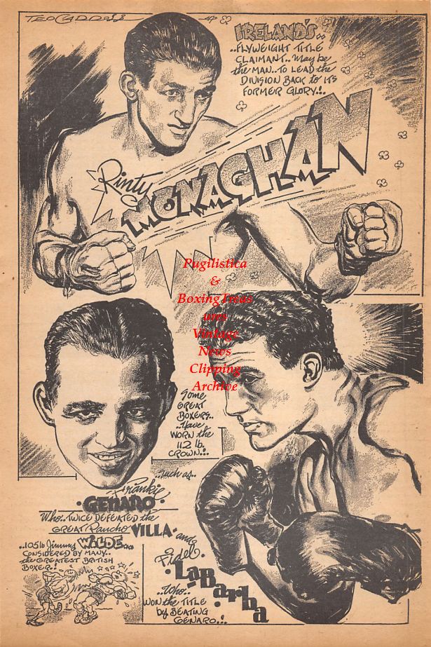 Boxing News Clipping #892 - Rinty Monaghan, Fidel LaBarba, Frankie Genaro