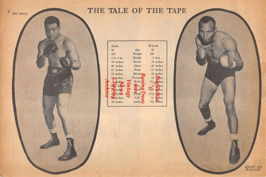Boxing News Clipping #894 - Joe Louis vs. Jersey Joe Walcott, John Henry Lewis, Max Baer, Tony Galento and James J. Braddock