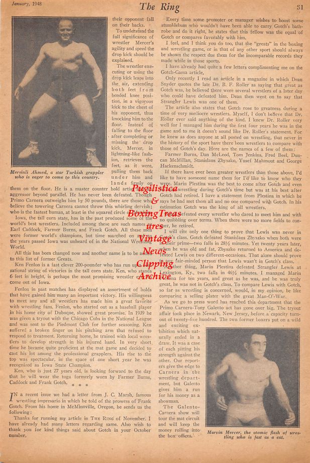 Boxing News Clipping #898 - Tommy Farr, Mersinli Ahmed, Marvin Mercer