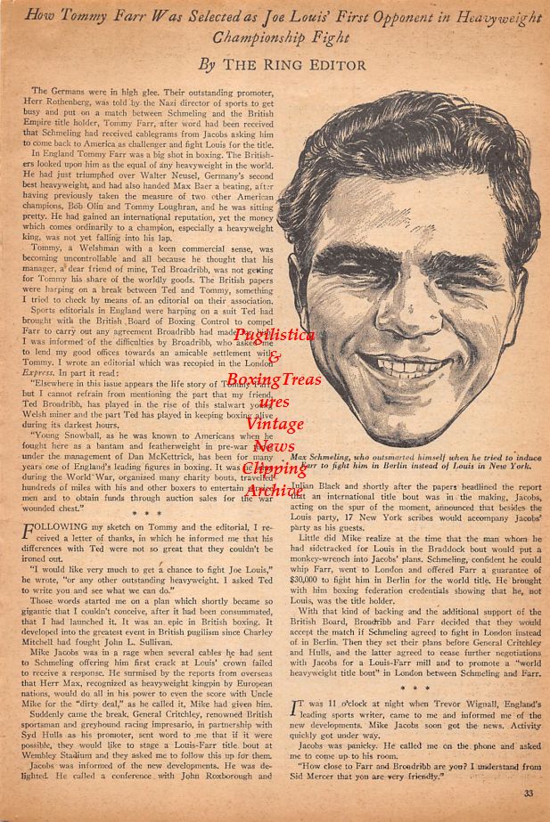 Boxing News Clipping #899 - Max Schmeling