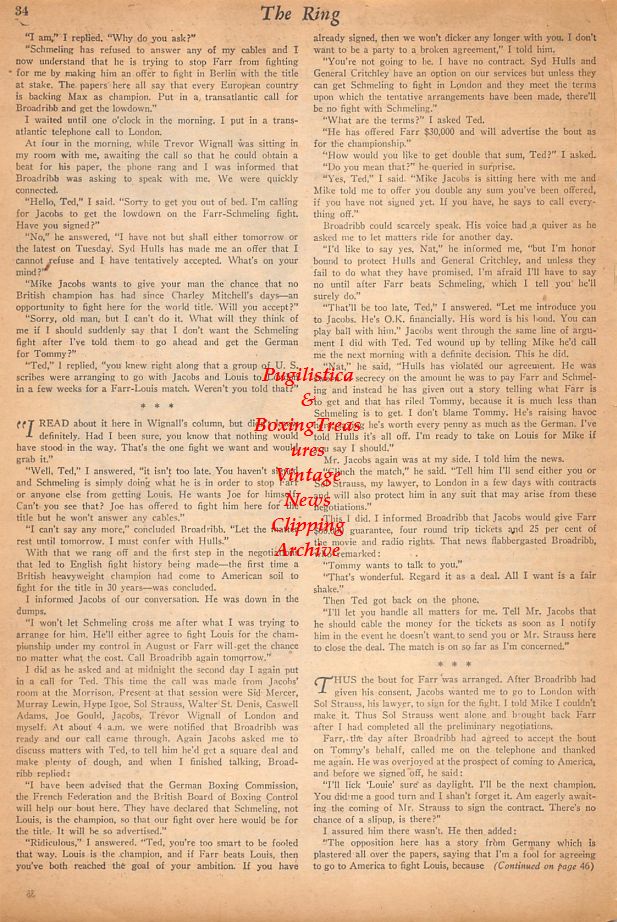 Boxing News Clipping #899 - Max Schmeling