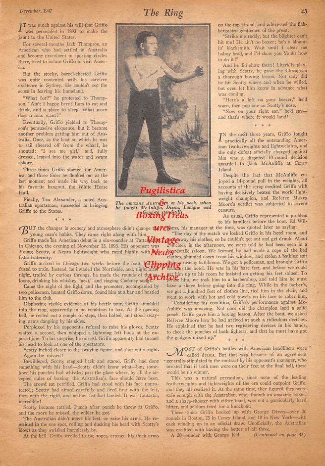 Boxing News Clipping #905 - Laurent Dauthuille, Ronnie Clayton, Roberto Proietti, Young Griffo