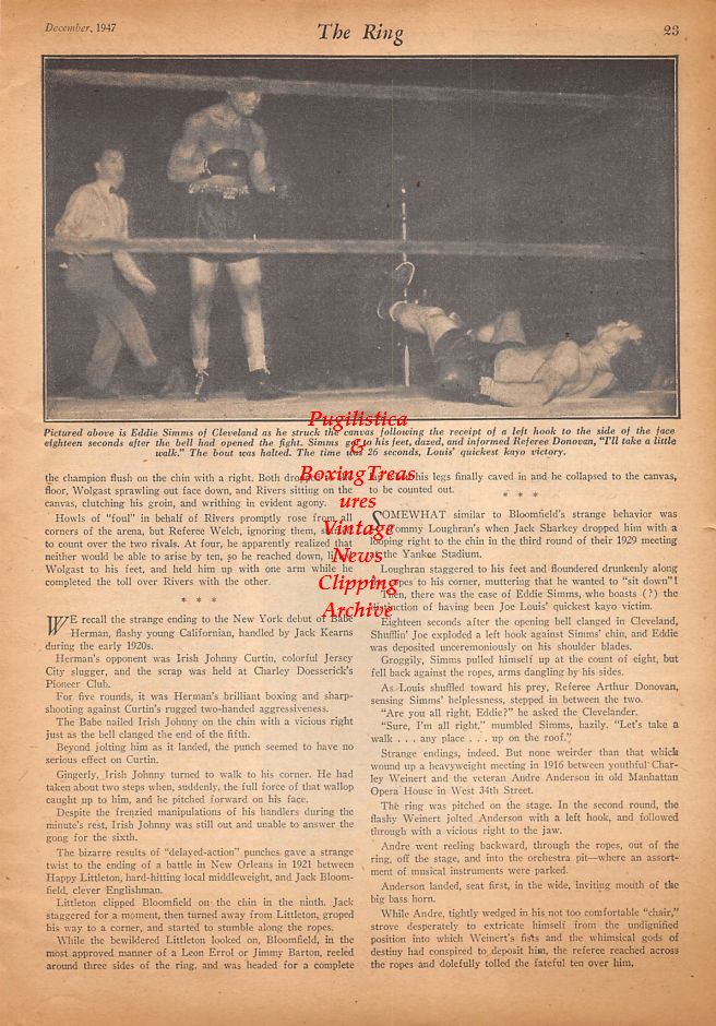 Boxing News Clipping #906 - Young Griffo, Joe Louis vs. Eddie Simms