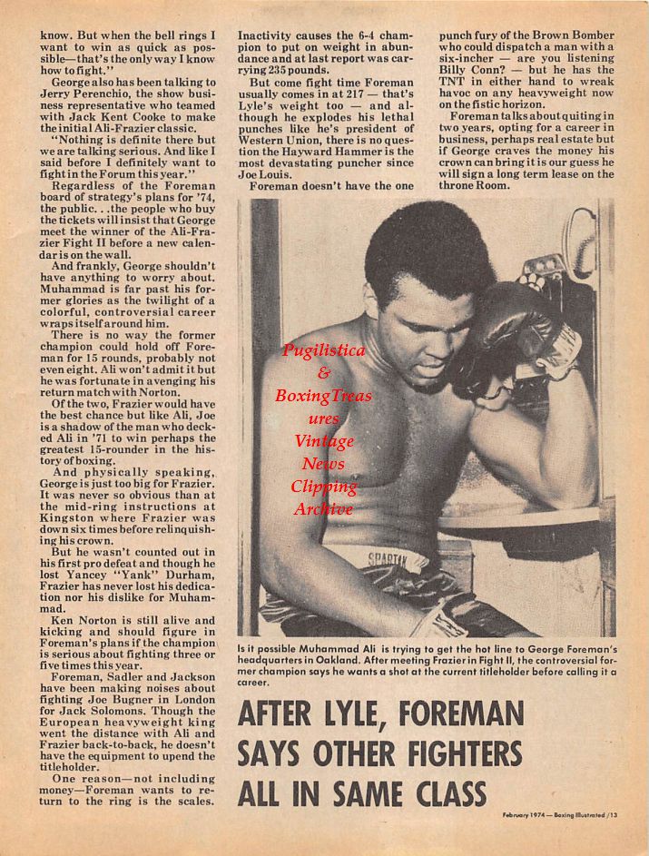 Boxing News Clipping #91 - Muhammad Ali, Jose Napoles, Carlos Monzon