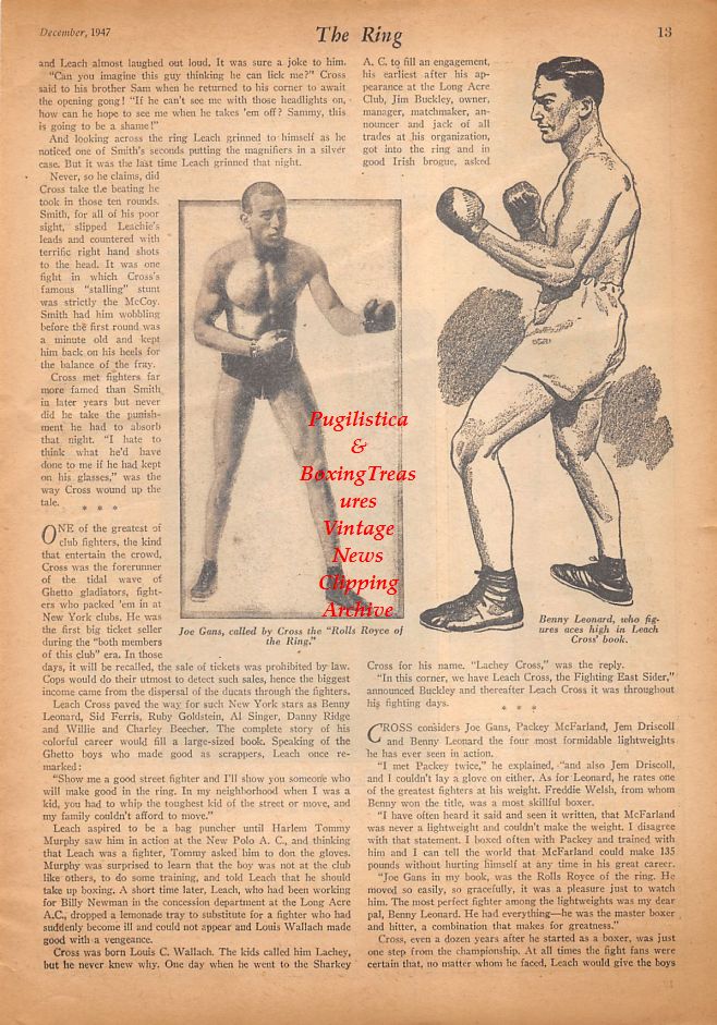 Boxing News Clipping #911 - Jem Driscoll, Harlem Tommy Murphy, Benny Leonard, Joe Gans