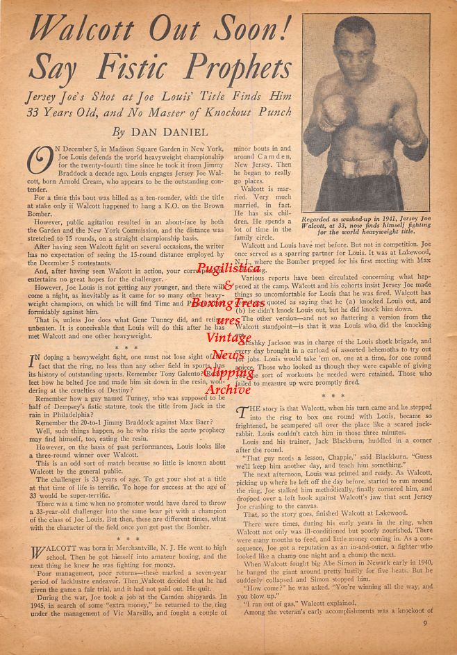 Boxing News Clipping #913 - Jersey Joe Walcott