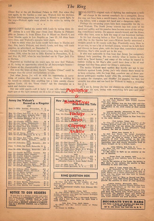 Boxing News Clipping #913 - Jersey Joe Walcott