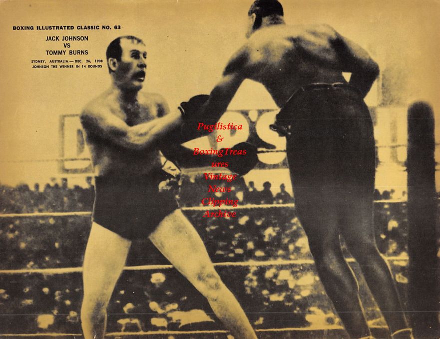Boxing News Clipping #917 - Jack Johnson vs. Tommy Burns, Oscar Bonavena