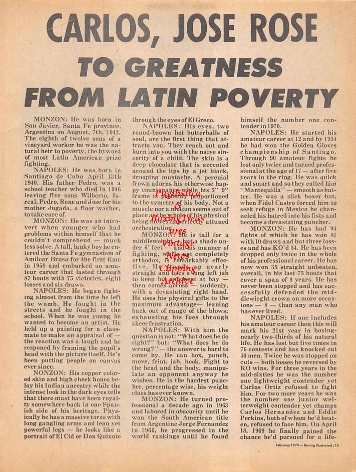Boxing News Clipping #92 - Carlos Monzon