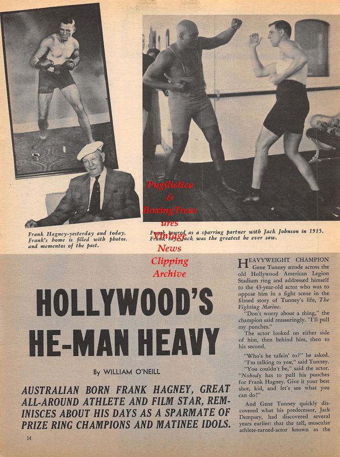 Boxing News Clipping #921 - Frank Hagney, Jack Johnson, Jess Willard, Roger Rouse